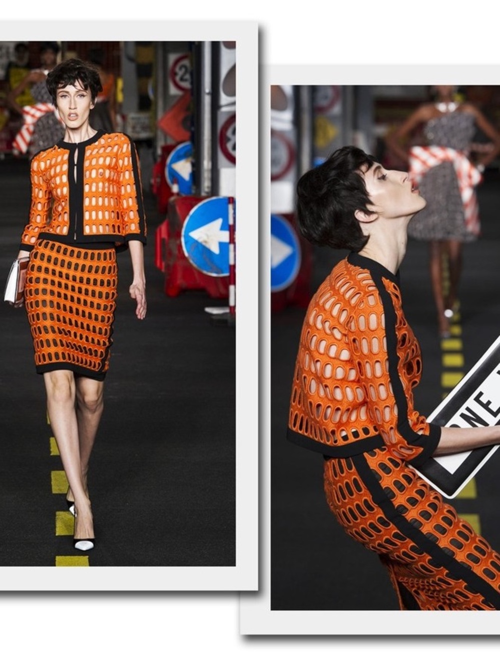 NWT Moschino Couture Orange and Black Patterned Pencil Skirt - Picture 7 of 8